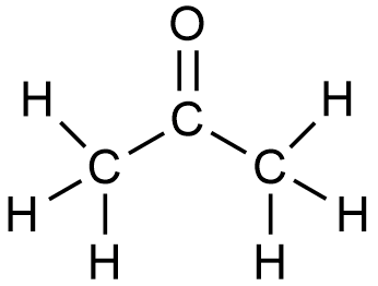 Figure 2. Structure développée de l'acétone, où les paires d'électrons ont été remplacées par des liens signifiés par des traits.