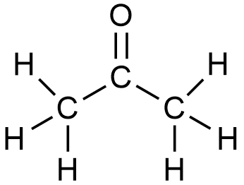 Figure 2. Developed structure of acetone, where electronic pairs are replaced by bonds represented as straight lines. 